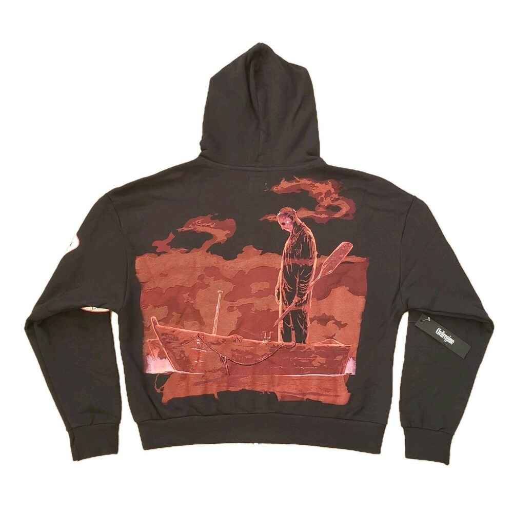 NWT Civil Regime X Friday The 13th Jason Medium Cropped Full Zip Black Hoodie